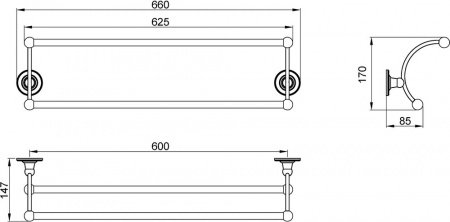 Полотенцедержатель Timo Nelson 150056/00 двойной Хром