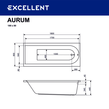 Ванна акриловая EXCELLENT Aurum 180x80