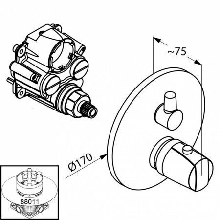 Термостат для душа Kludi Objekta 358350538 хром