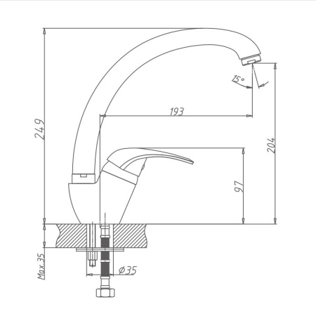Смеситель для кухни Haiba HB4103, хром