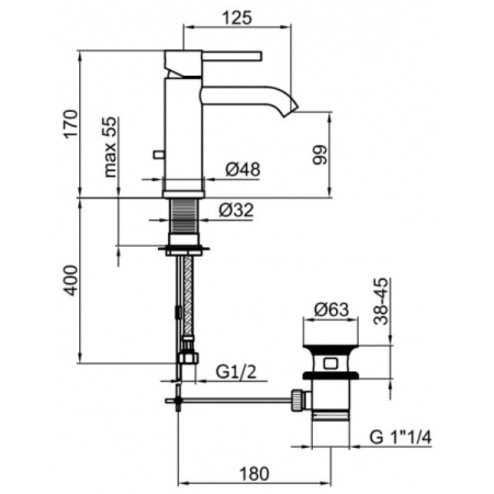 Смеситель для раковины Webert Elio EL830102345, никель