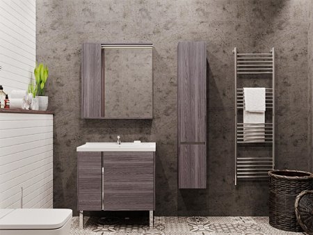 Зеркальный шкаф Акватон Стоун 80 с подсветкой 1A228302SXC80 Грецкий орех