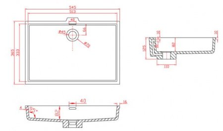 Раковина подвесная 54,5см MonteBianco Castello Uno 12113 белый матовый