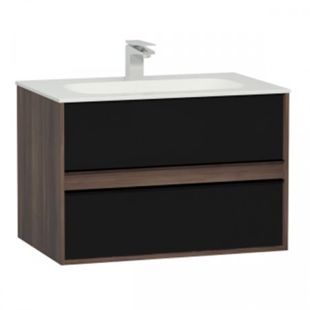 Тумба с раковиной Vitra Metropole 80 подвесная Сливовое дерево Черный