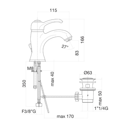 Смеситель для раковины Webert Aurora AU830102060, медь
