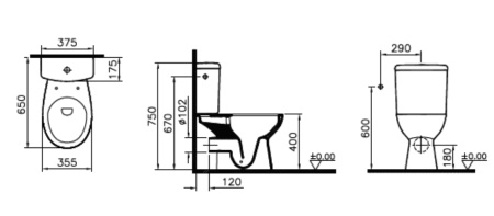 Унитаз-компакт безободковый Vitra Norm Himmel 9864B099-7207 с бачком и сиденьем