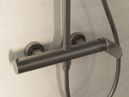 Душевая стойка со смесителем Vincea Rondo VSFS-1R0GM вороненая сталь