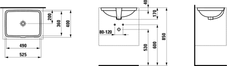 Раковина встраиваемая снизу 49см Laufen Pro S 8.1196.1.000.109.1 белый