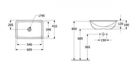 Раковина встраиваемая сверху 60см Villeroy & Boch Loop & friends 4A650001 alpin