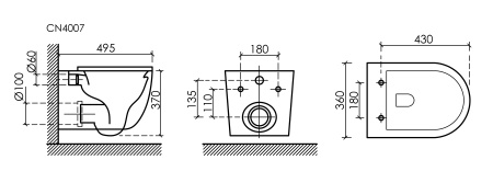 Унитаз подвесной безободковый Ceramica Nova Up CN4007MB черный матовый