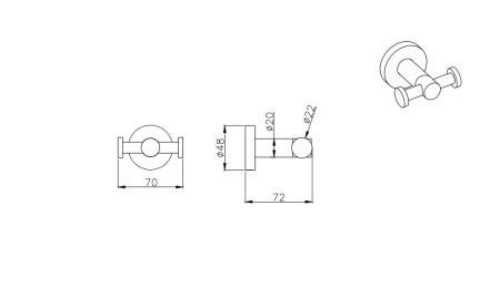 Крючок двойной Aquatek Вега AQ4002MB черный матовый