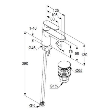 Смеситель для раковины Kludi Louva 242663975 черный матовый