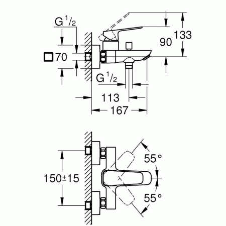 Смеситель для ванны Grohe Cubeo 1018130000 хром