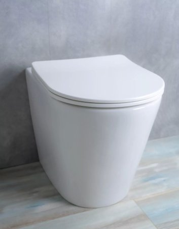 Унитаз приставной безободковый GID TRS-263 с сиденьем микролифт, белый