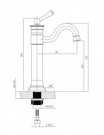 Смеситель для раковины Timo Adelia 6011/04F черный антик матовый