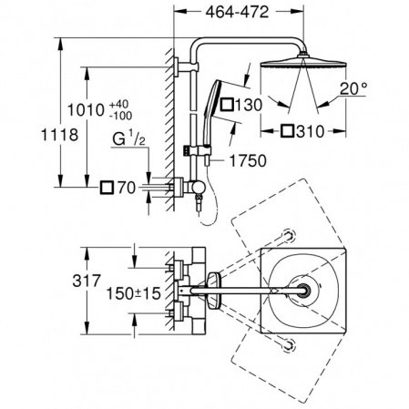 Душевая стойка Grohe Rainshower SmartActive 26649000 хром