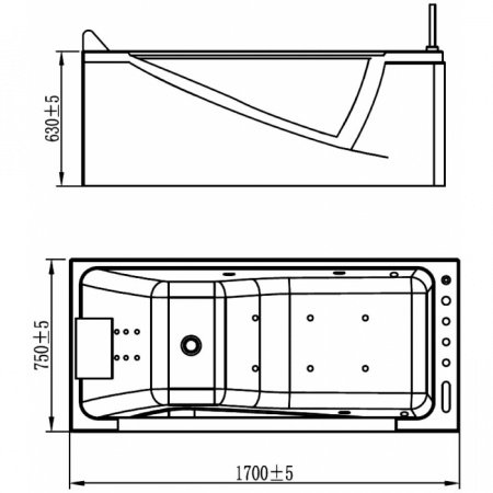 Акриловая гидромассажная ванна Orans OLS-BT65108 L