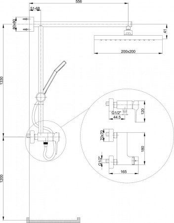 Душевая стойка E.C.A. Caro 102154006EX