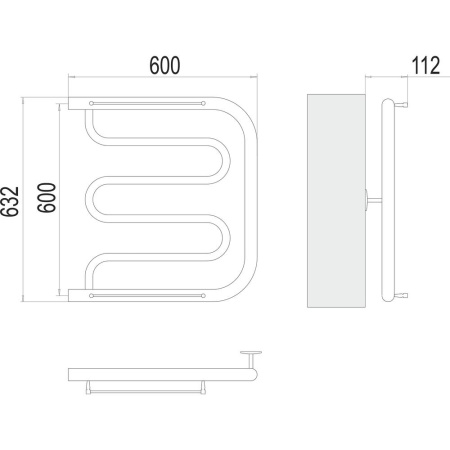 Полотенцесушитель водяной Terminus Фокстрот (1") 60х60