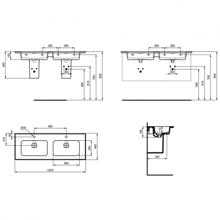 Раковина 124 см Ideal Standard STRADA II T300501