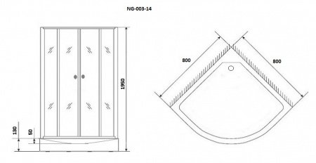 Душевой угол Niagara NG- 007-14BLACK 90x90x195 профиль черный, стекло с узором