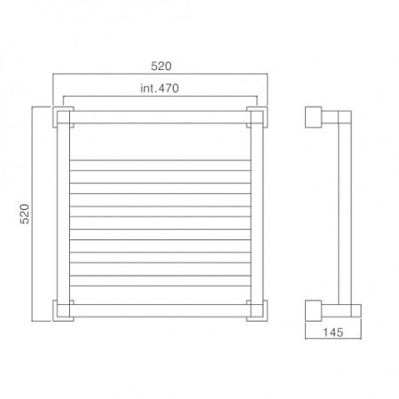 Полотенцесушитель водяной Margaroli Quadri 710/6 7105206CRN 520х520 хром
