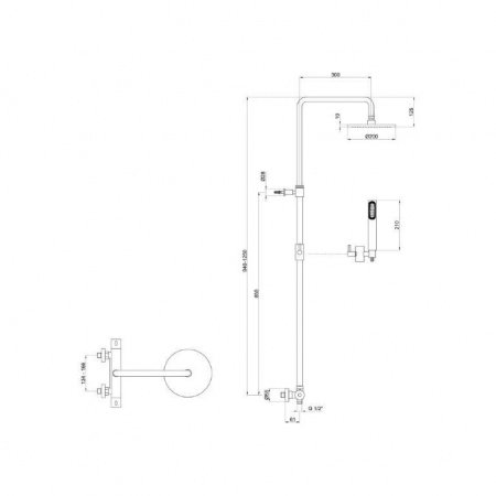 Душевая стойка Webert Elio EL980515560METAL черный матовый