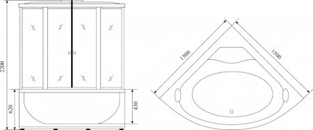 Душевая кабина Timo Lux Т-7755 150x150x220 профиль хром глянцевый, стекло прозрачное