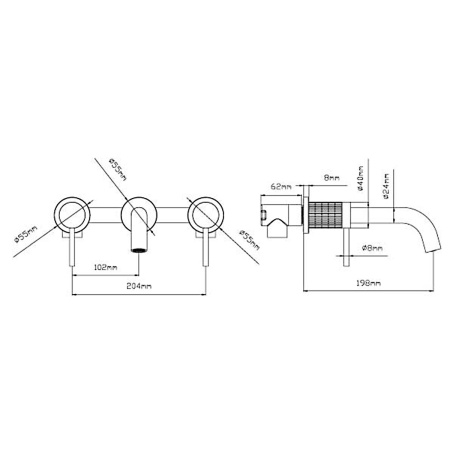 Смеситель для раковины на 3 отверстия Vincea Groove VBFW-4G1MB черный матовый