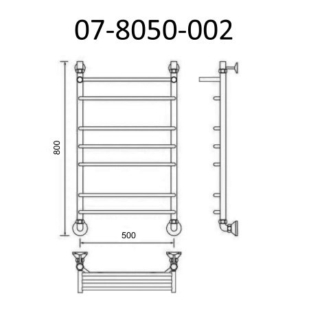 Полотенцесушитель водяной с полкой Маргроид Вид 7 80х50 хром