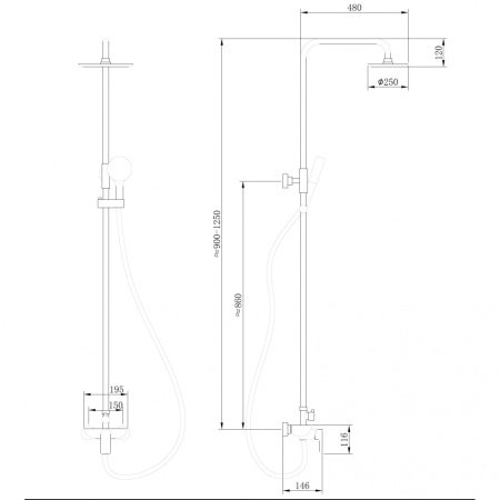 Душевая стойка со смесителем ABBER AF8020 хром