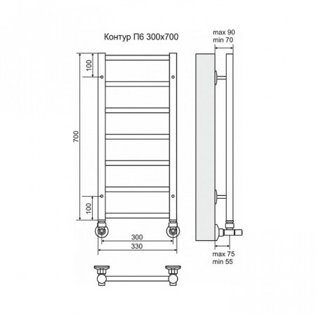 Полотенцесушитель водяной Terminus Контур П6 300x700
