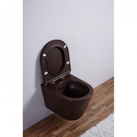 Унитаз подвесной Esbano CLAVEL коричневый матовый, с сиденьем микролифт