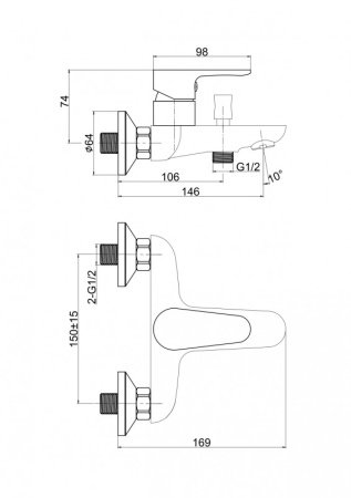 Смеситель для ванны с душем Cersanit CERSANIA 63031 хром