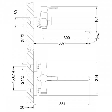 Смеситель для ванны с душем Lemark Evitta LM0551C хром
