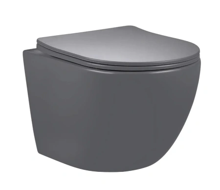 Унитаз подвесной безободковый GID Tr2122TF-Dgm темно-серый матовый, с сиденьем микролифт