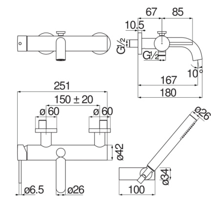 Смеситель для ванны с душем Nobili Velis VE125110FLP черный
