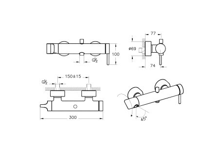 Смеситель для ванны с душем Vitra Origin A4261926 медь