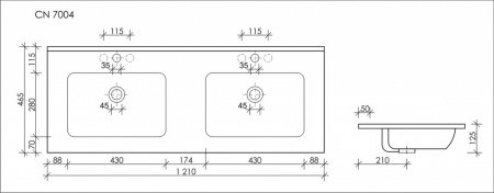 Раковина накладная 121см Ceramica Nova Element CN7004 белый