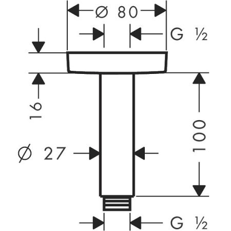 Кронштейн потолочный Hansgrohe 27393700 белый матовый