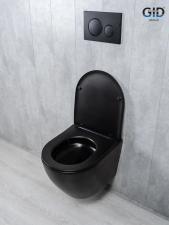 Унитаз подвесной безободковый GID Tr2122TF-Bm черный матовый, с сиденьем микролифт
