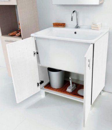 Тумба с раковиной Kerasan Aquadom 75 для постирочной Белая