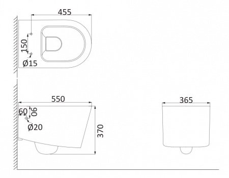 Унитаз подвесной Creo Ceramique Rennes RE1100R+RE1001T белый