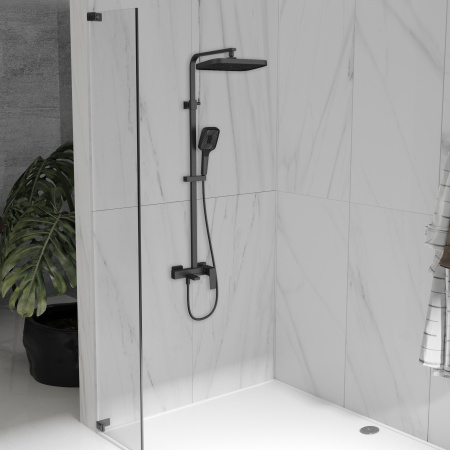 Душевая стойка со смесителем Vincea Cube VSFS-4C12MB черный матовый