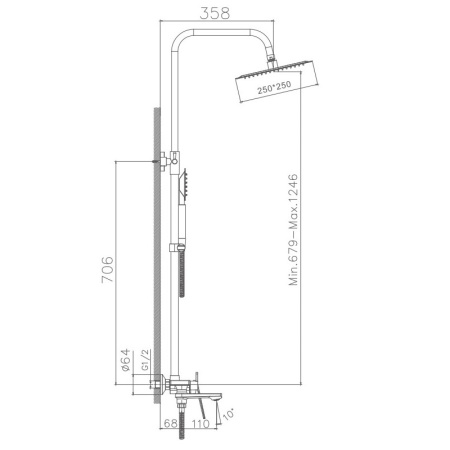 Душевая система Haiba HB24533-3, пепельный