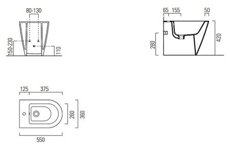 Биде напольное GSI Kube X 9462111 белый