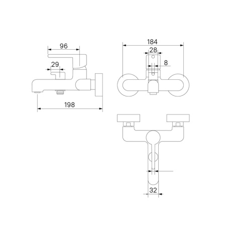 Cмеситель для ванны, хром матовый, Aiger, IDDIS AIGBC00i02WA