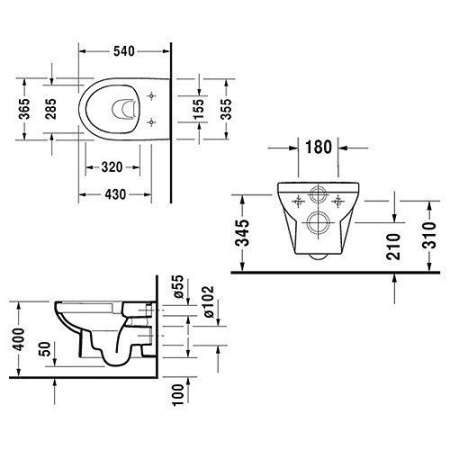 Унитаз подвесной безободковый Duravit Durastyle 45620900A1 с сиденьем микролифт