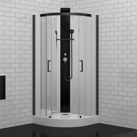 Душевая кабина Black&White G8701 90x90x217 профиль черный матовый, стекло прозрачное