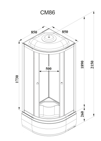 Душевая кабина Parly Classic CM86 85x85x215 профиль белый, стекло тонированное